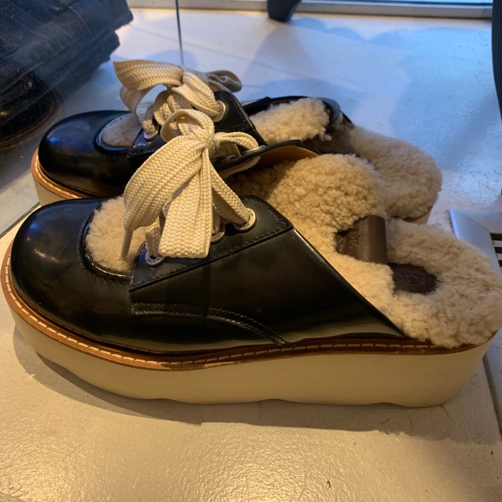 Coach Platform Loafer Mule with Shear Lining